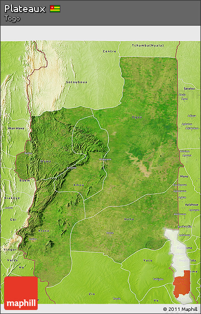 Satellite 3D Map of Plateaux, physical outside