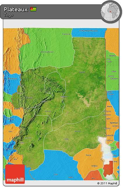 Satellite 3D Map of Plateaux, political outside