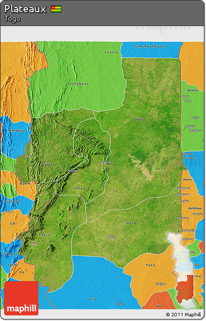 Satellite 3D Map of Plateaux, political outside