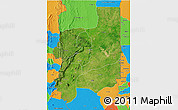 Satellite 3D Map of Plateaux, political outside