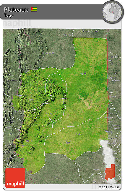 Satellite 3D Map of Plateaux, semi-desaturated