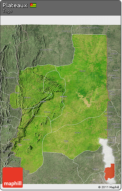 Satellite 3D Map of Plateaux, semi-desaturated