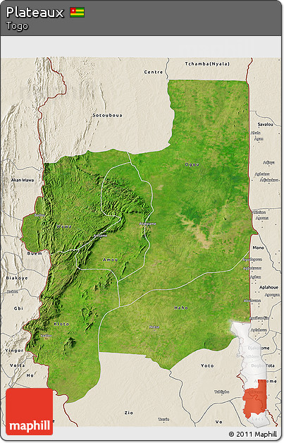 Satellite 3D Map of Plateaux, shaded relief outside