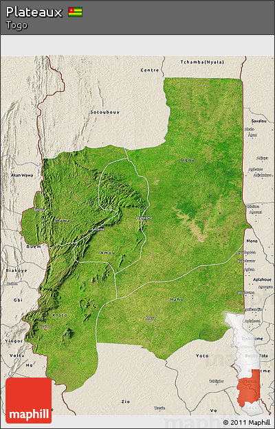 Satellite 3D Map of Plateaux, shaded relief outside
