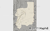 Shaded Relief 3D Map of Plateaux, darken, semi-desaturated