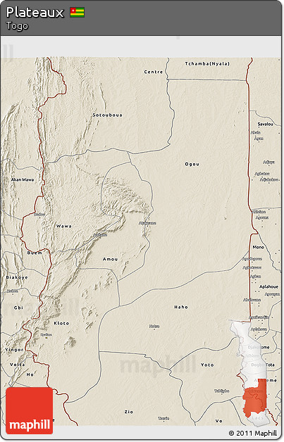 Shaded Relief 3D Map of Plateaux