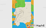 Shaded Relief 3D Map of Plateaux, political outside