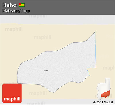 Classic Style 3D Map of Haho, single color outside