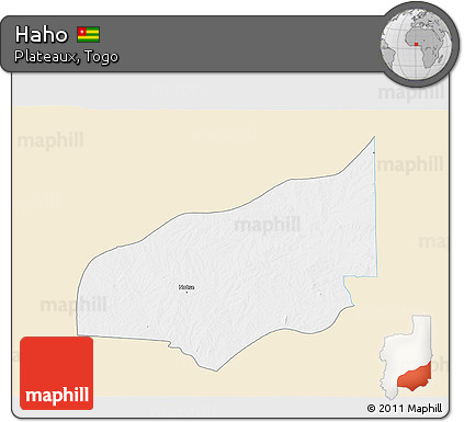 Classic Style 3D Map of Haho, single color outside