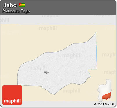 Classic Style 3D Map of Haho, single color outside