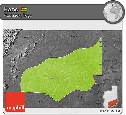 Physical 3D Map of Haho, darken, desaturated