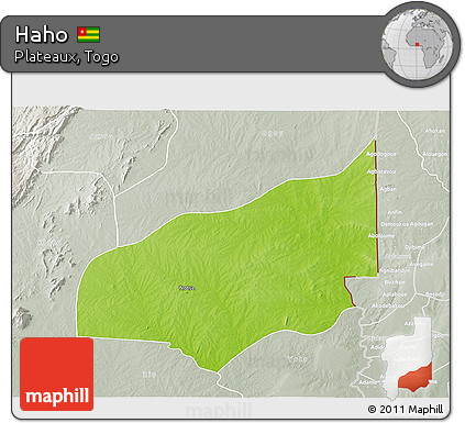 Physical 3D Map of Haho, lighten, semi-desaturated