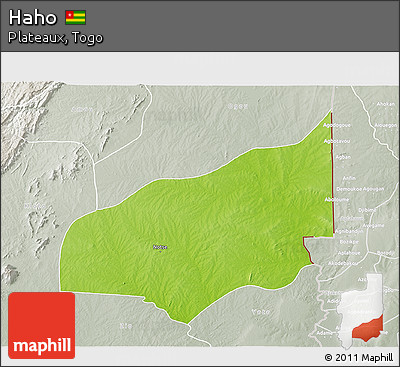 Physical 3D Map of Haho, lighten, semi-desaturated