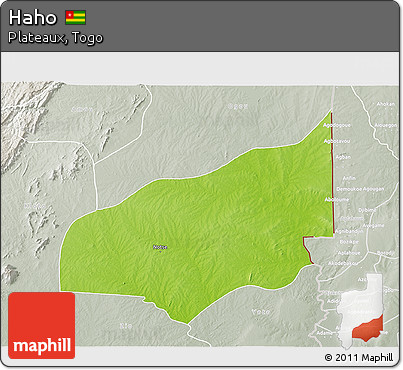 Physical 3D Map of Haho, lighten, semi-desaturated