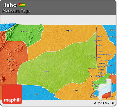Physical 3D Map of Haho, political outside