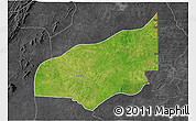 Satellite 3D Map of Haho, darken, desaturated