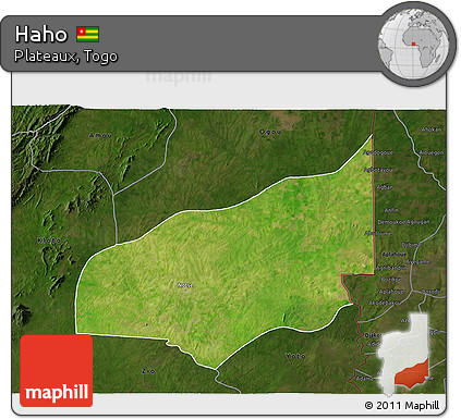 Satellite 3D Map of Haho, darken