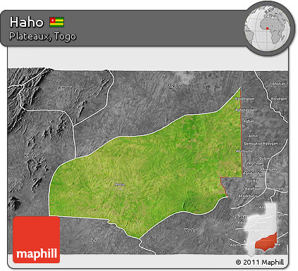 Satellite 3D Map of Haho, desaturated