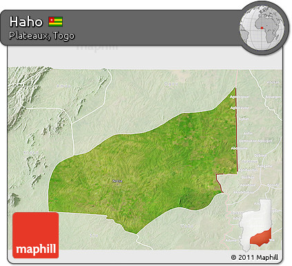 Satellite 3D Map of Haho, lighten