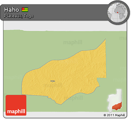 Savanna Style 3D Map of Haho, single color outside