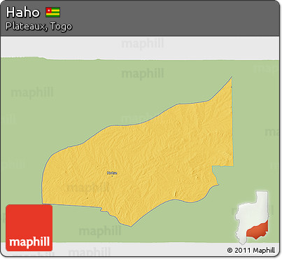 Savanna Style 3D Map of Haho, single color outside