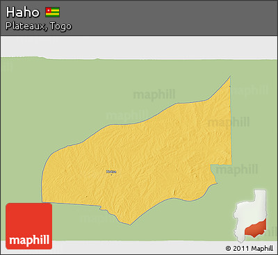 Savanna Style 3D Map of Haho, single color outside