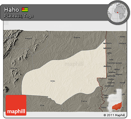 Shaded Relief 3D Map of Haho, darken