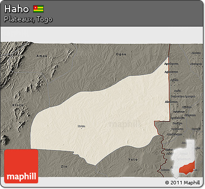 Shaded Relief 3D Map of Haho, darken