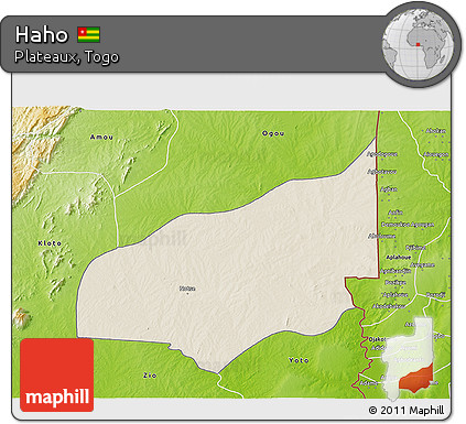 Shaded Relief 3D Map of Haho, physical outside