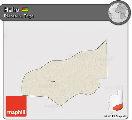 Shaded Relief 3D Map of Haho, single color outside