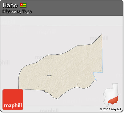 Shaded Relief 3D Map of Haho, single color outside
