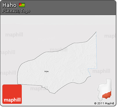 Silver Style 3D Map of Haho, single color outside