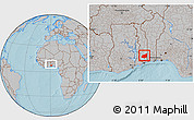 Gray Location Map of Haho, within the entire country, hill shading
