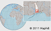 Gray Location Map of Haho, highlighted country, hill shading