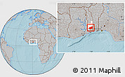 Gray Location Map of Haho, highlighted parent region, hill shading