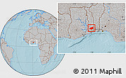 Gray Location Map of Haho, hill shading