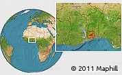 Satellite Location Map of Haho, within the entire country