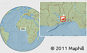 Savanna Style Location Map of Haho, highlighted parent region, hill shading