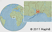 Savanna Style Location Map of Haho, hill shading