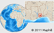 Shaded Relief Location Map of Haho, within the entire country