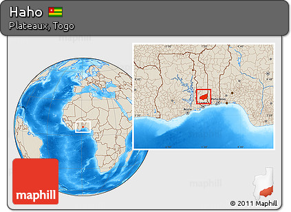 Shaded Relief Location Map of Haho