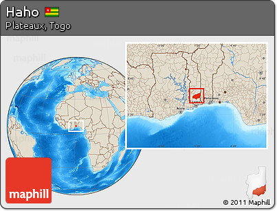 Shaded Relief Location Map of Haho