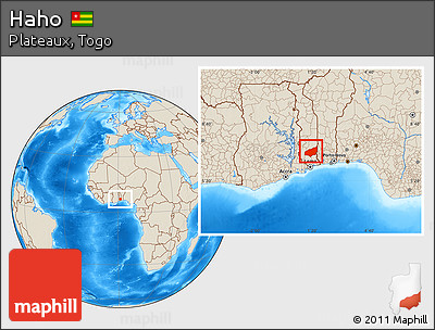 Shaded Relief Location Map of Haho