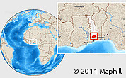 Shaded Relief Location Map of Haho, highlighted country, within the entire country