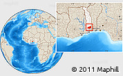 Shaded Relief Location Map of Haho, highlighted country