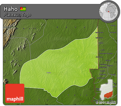 Physical Map of Haho, darken