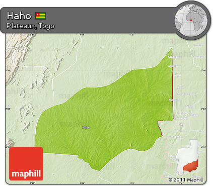 Physical Map of Haho, lighten