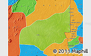 Physical Map of Haho, political outside