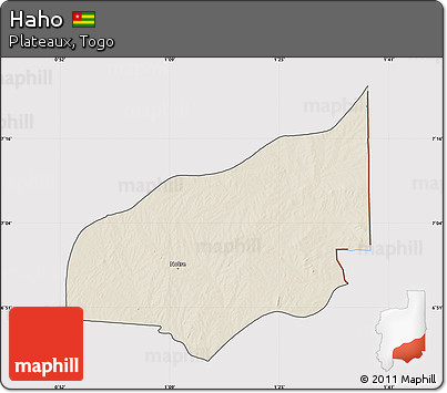 Shaded Relief Map of Haho, cropped outside