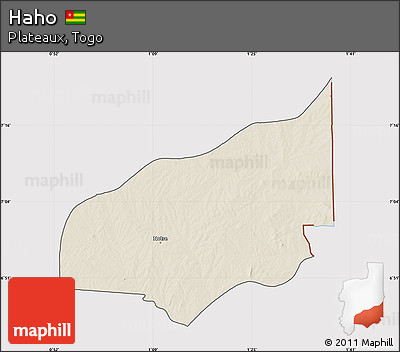 Shaded Relief Map of Haho, cropped outside